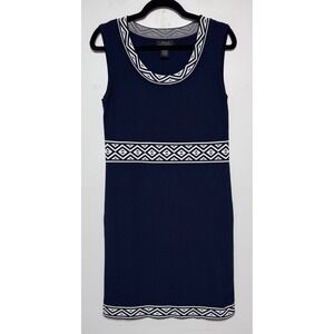 Navy Nautical Knit Dress Size Large Old Money Preppy Coastal Chic French Riviera